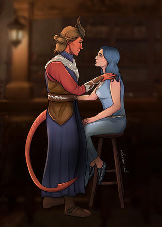 Two characters full body render