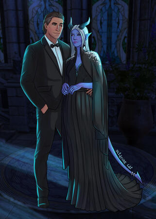 Two characters full body render